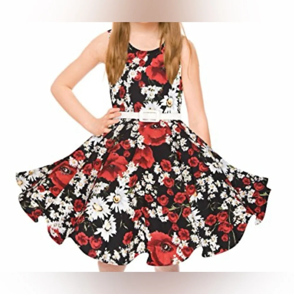 H B B Magic Girls  Dress flowers Lined Size 8 NWT No Belt‎